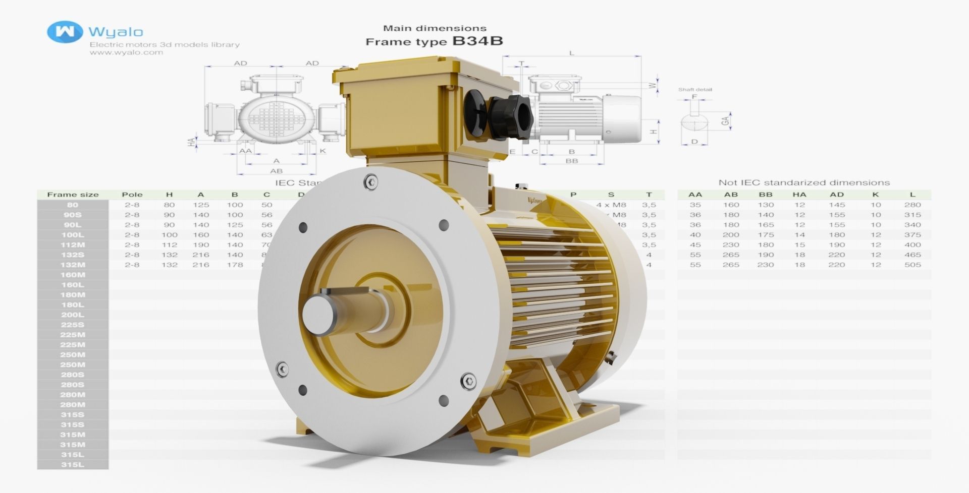 42 CAD Models - Electric motors IEC B34 3D model_7