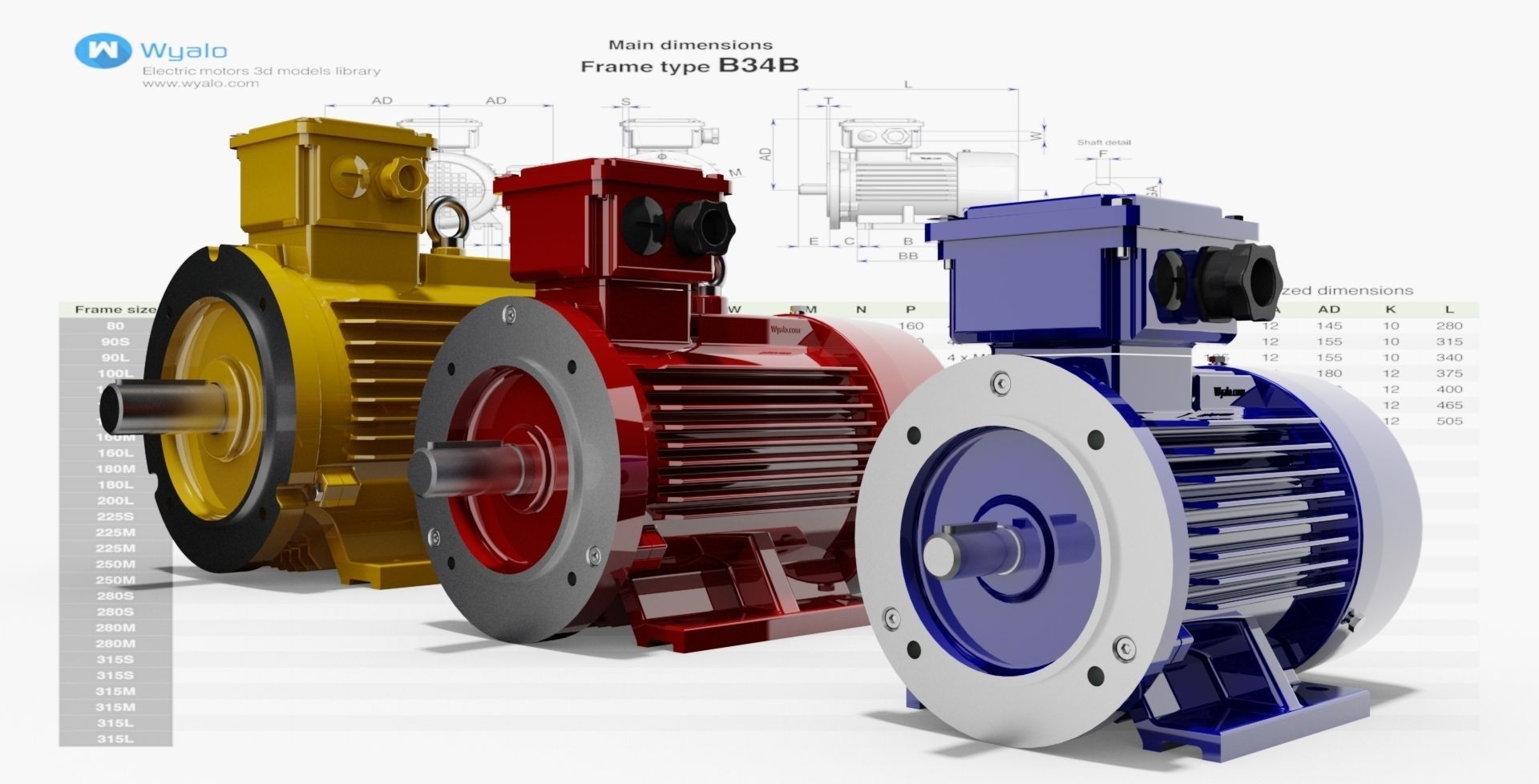 42 CAD Models - Electric motors IEC B34 3D model_5