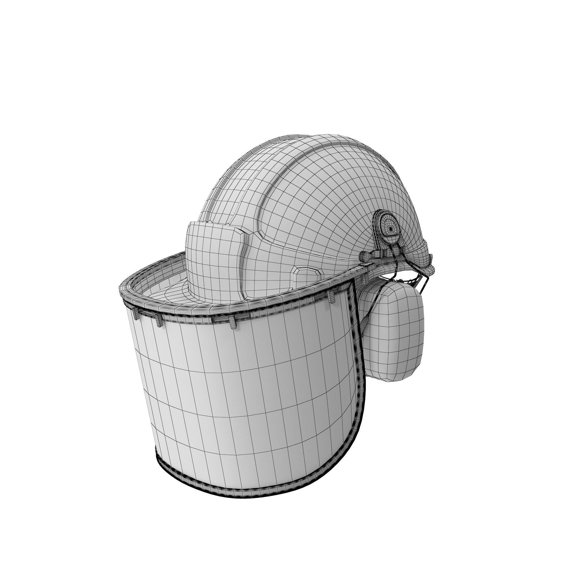 Safety Helmet with Face and Ears Cover Glass 3D model_11