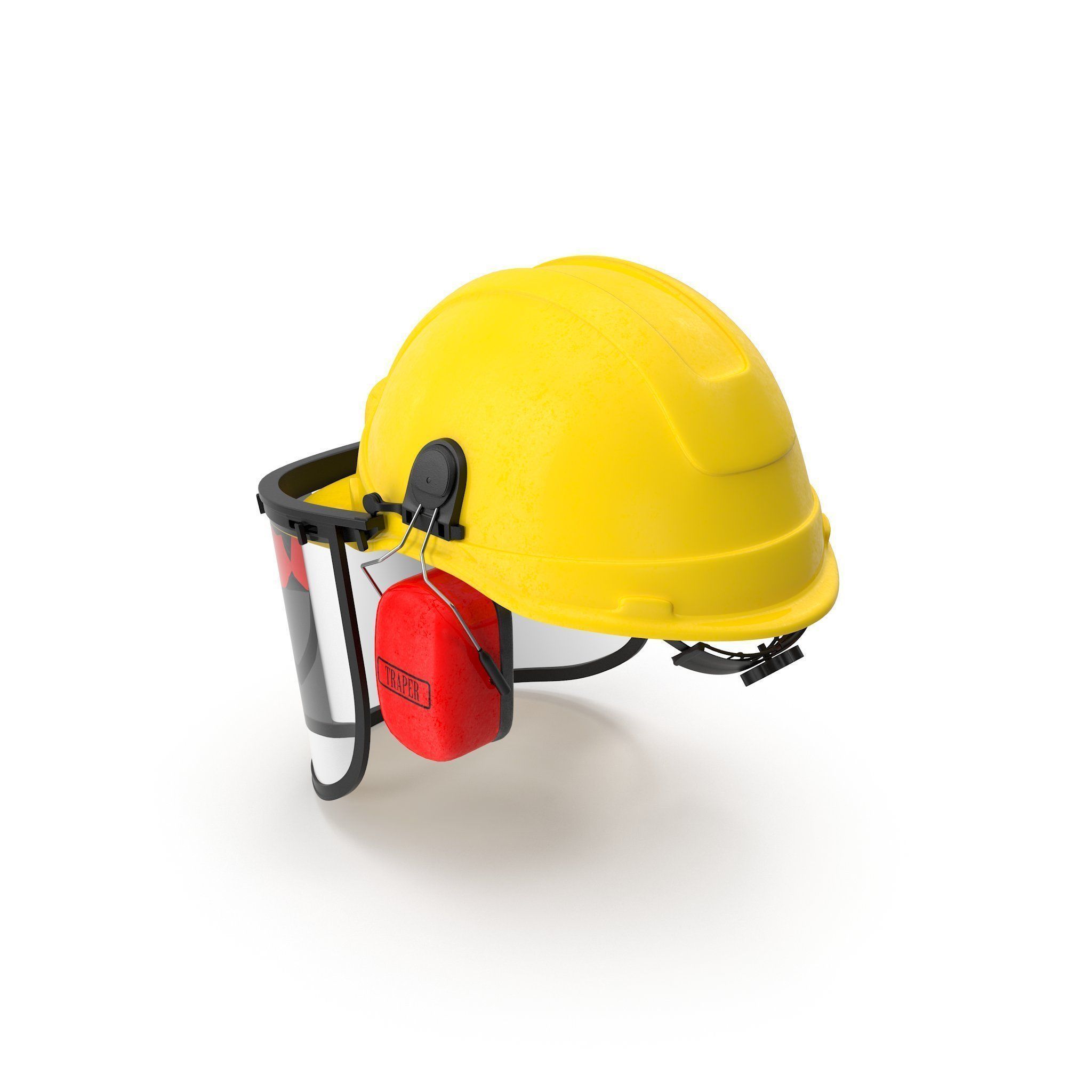 Safety Helmet with Face and Ears Cover Glass 3D model_1