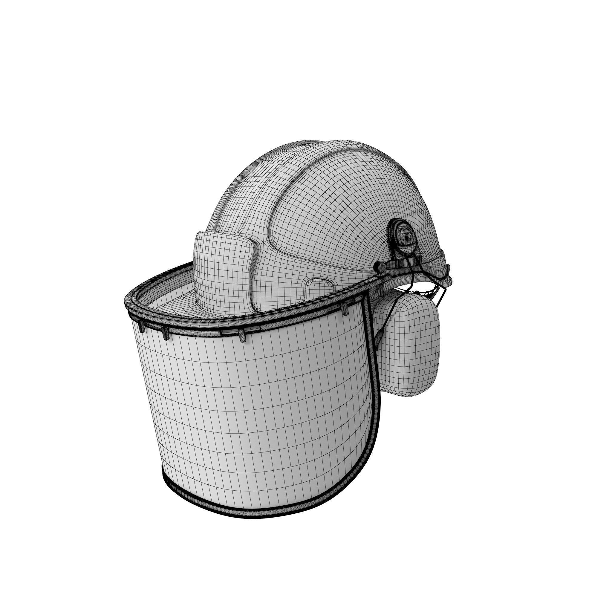 Safety Helmet with Face and Ears Cover Glass 3D model_12