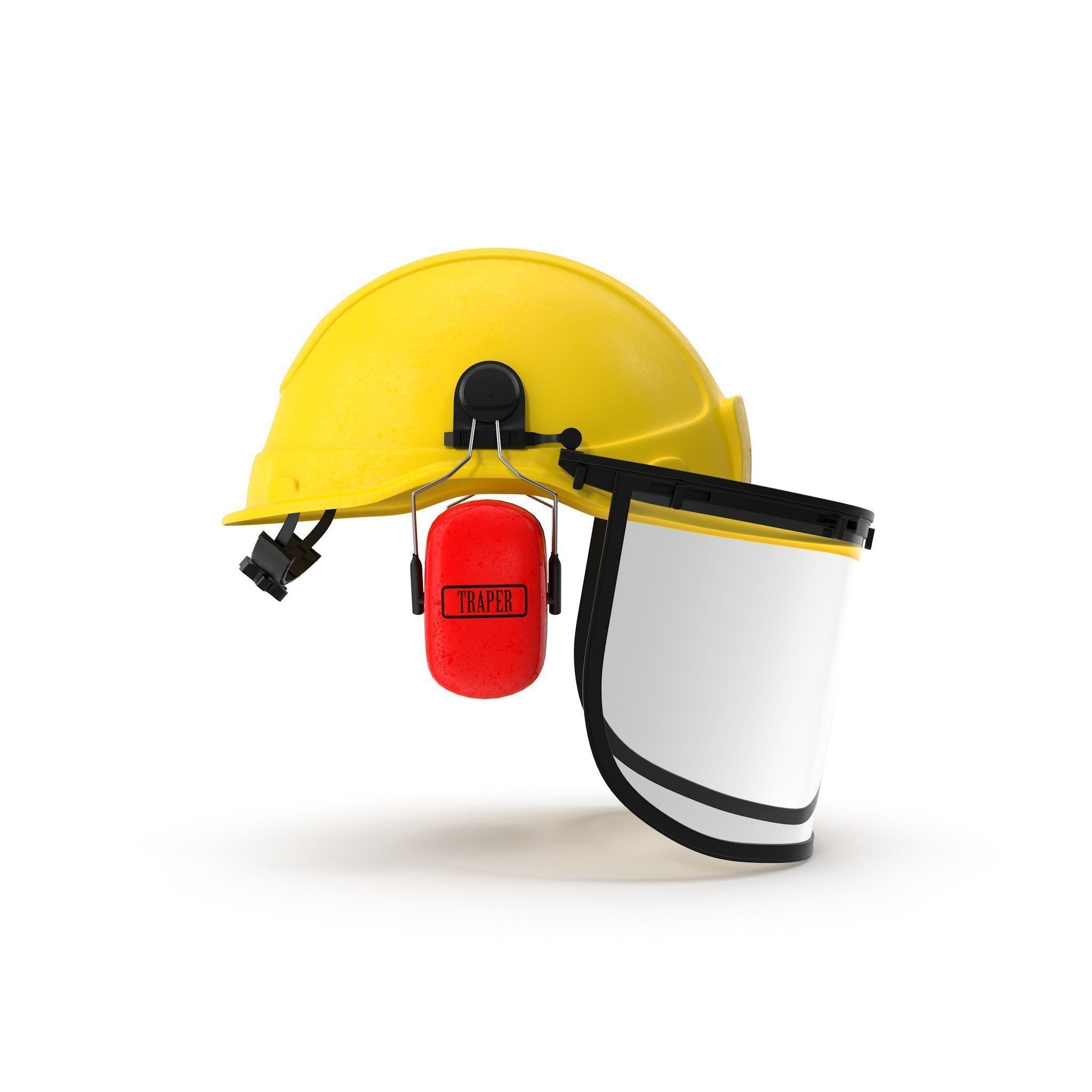 Safety Helmet with Face and Ears Cover Glass 3D model_2