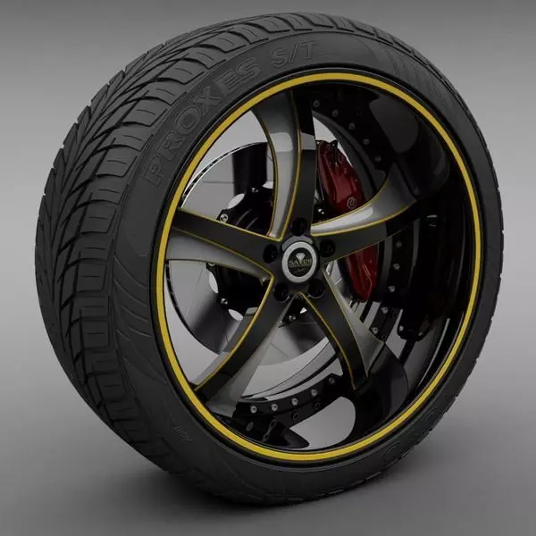 Savini Forged SV-29S Wheel and Tire 3D model_0