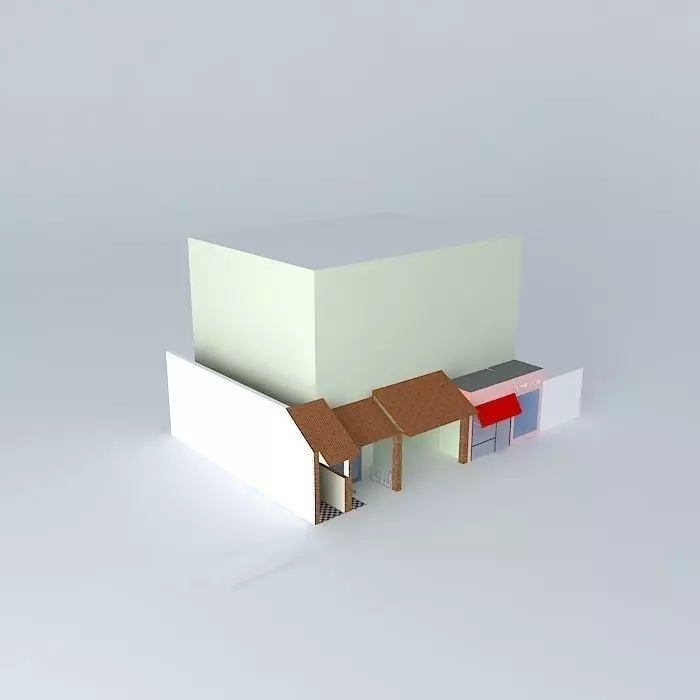 Restaurant and store exterior Free 3D model_0