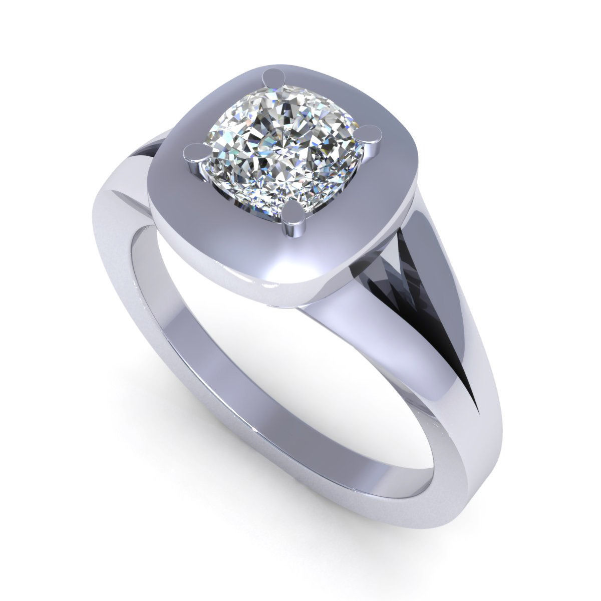 Cushion love wedding ring 3D model_1