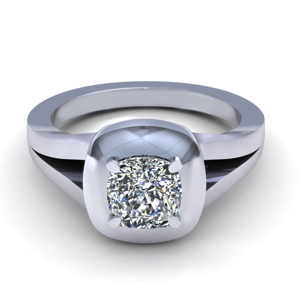 Cushion love wedding ring 3D model_2