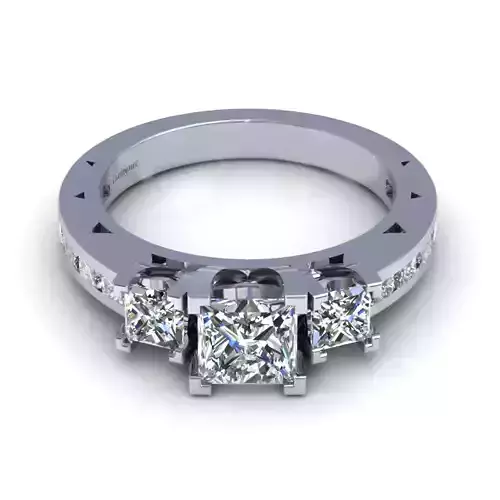 Three Stone Princess Wedding Ring
