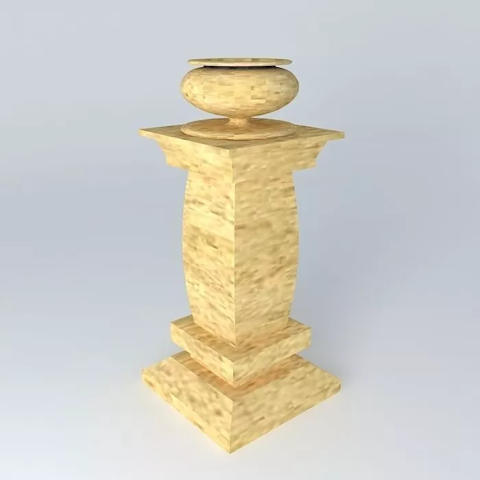 Candlestick wooden pedestal with vase on top Free 3D model