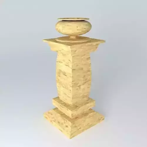 Candlestick wooden pedestal with vase on top