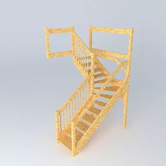 Wooden stairs Free 3D model_0