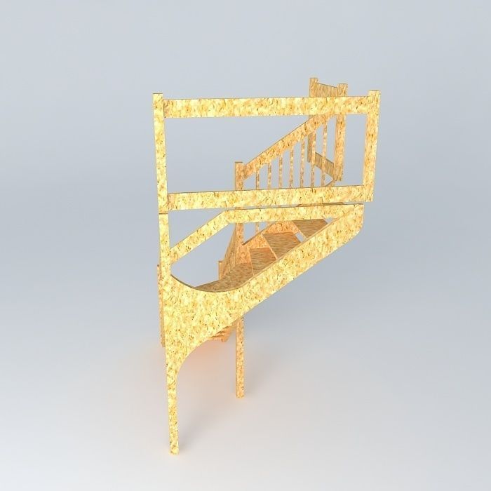 Wooden stairs Free 3D model_2