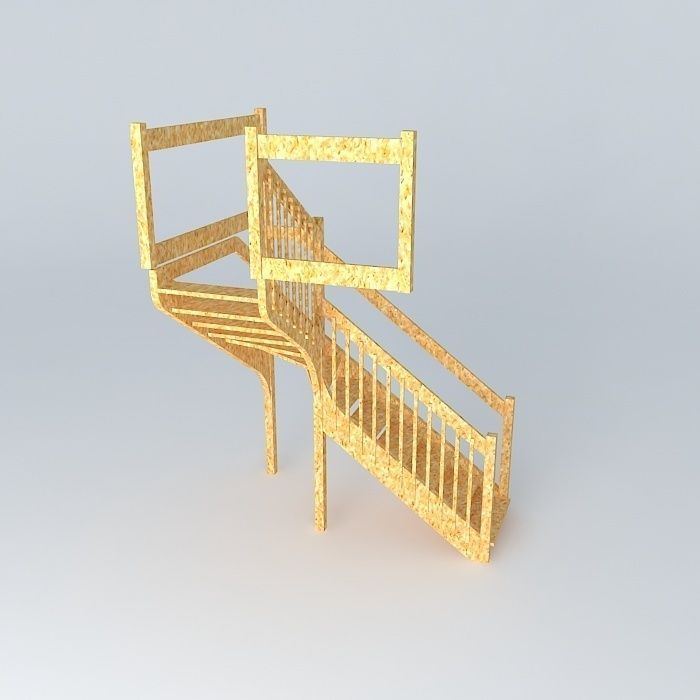 Wooden stairs Free 3D model_1