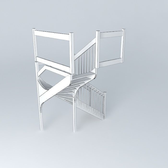 Wooden stairs Free 3D model_4