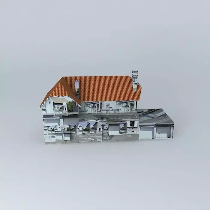 A house with orange roof Free 3D model