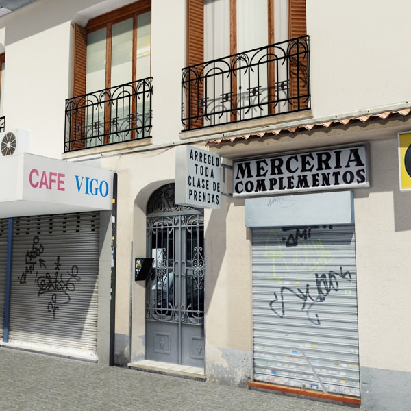 Building with two floors and roof Low-poly 3D model_3