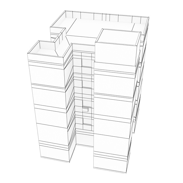 Building with two floors and roof Low-poly 3D model_12