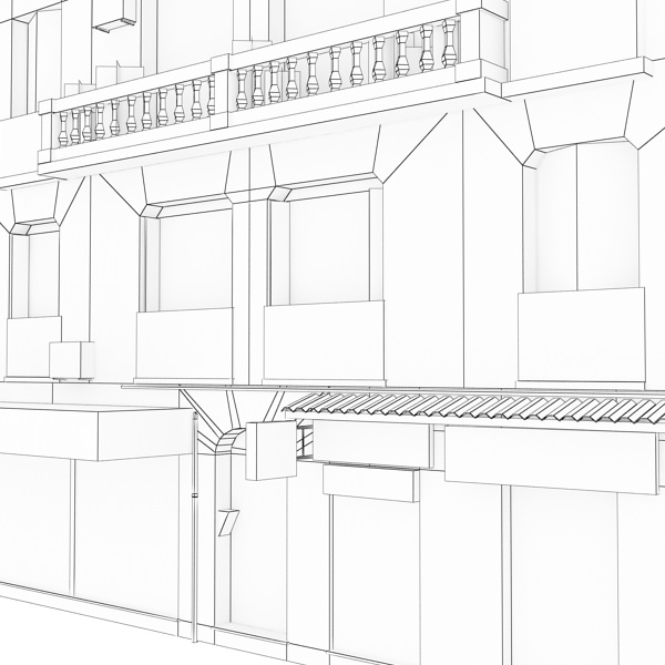 Building with two floors and roof Low-poly 3D model_13