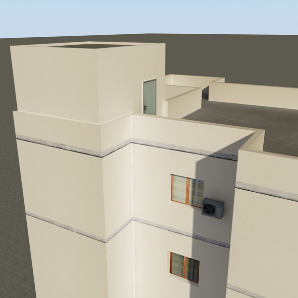 Building with two floors and roof Low-poly 3D model_7
