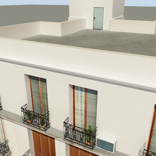 Building with two floors and roof Low-poly 3D model_5