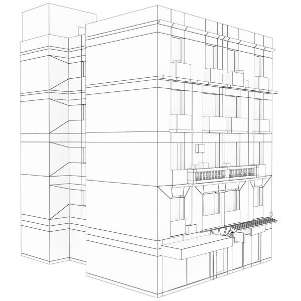 Building with two floors and roof Low-poly 3D model_11
