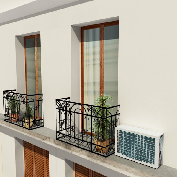 Building with two floors and roof Low-poly 3D model_4