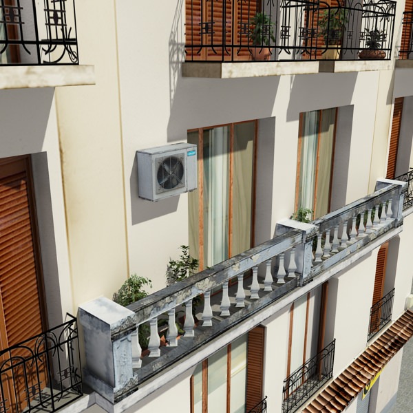 Building with two floors and roof Low-poly 3D model_6