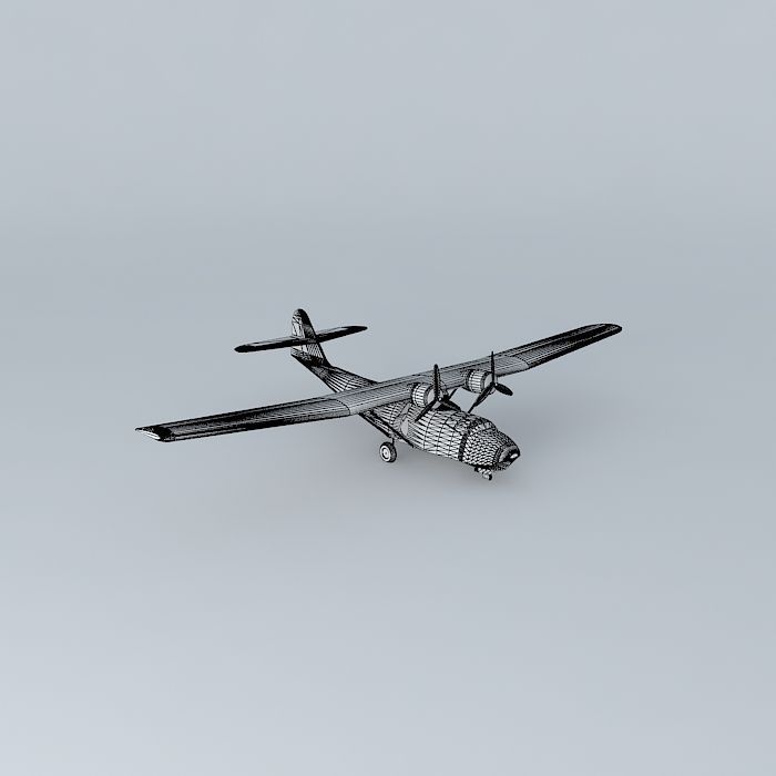 Catalina airplane with propellers Free 3D model_3