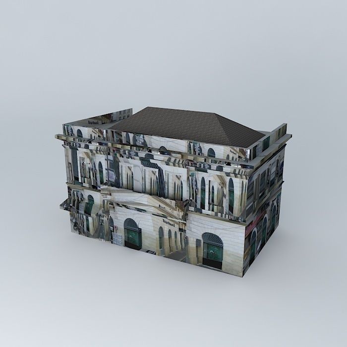 Shops building Free 3D model_1
