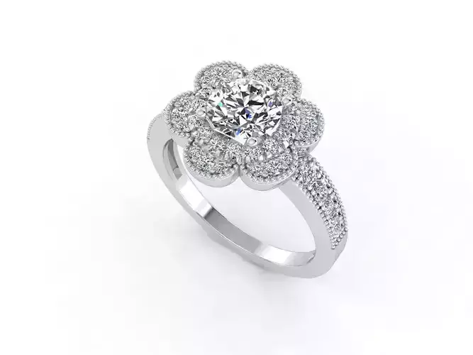 sy014 diamond flower engagement ring gold