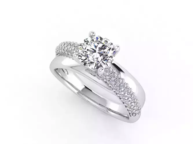 sy015 engagement ring set gold 3D print model