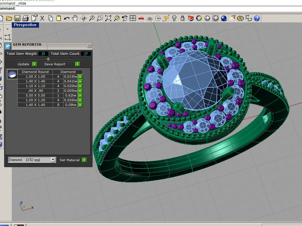sy016 diamond halo engagement ring gold 3D print model_3