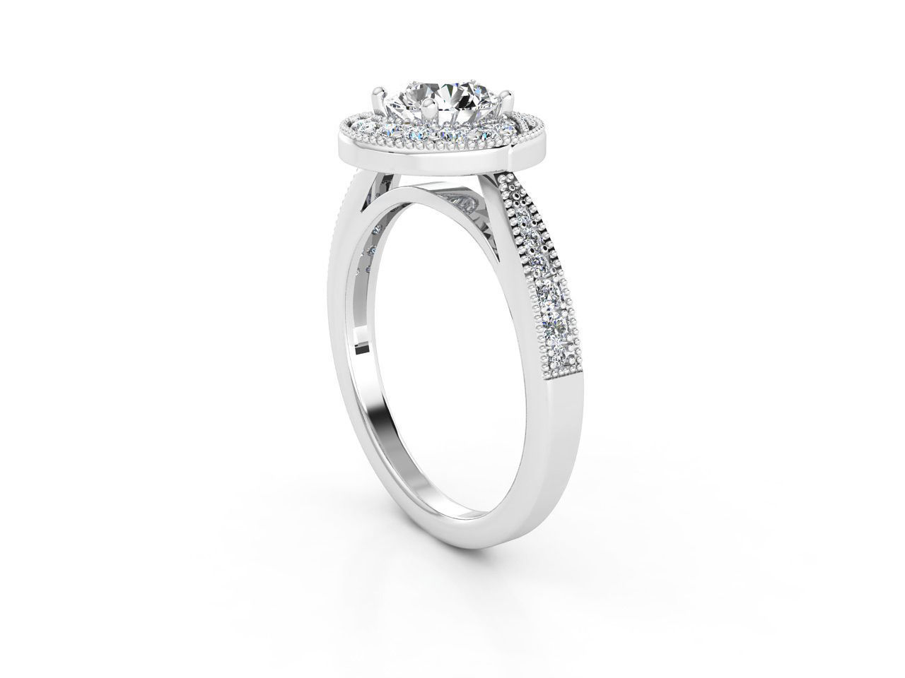 sy016 diamond halo engagement ring gold 3D print model_1