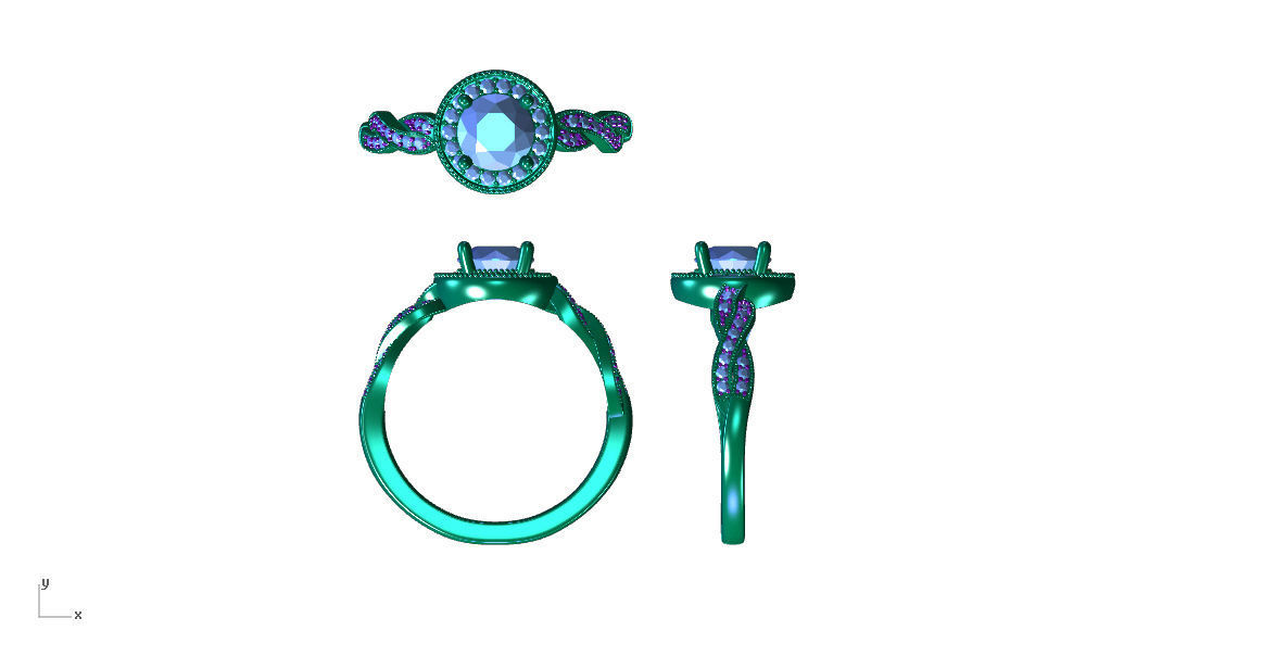 sy017 oval diamond engagement ring gold 3D print model_3