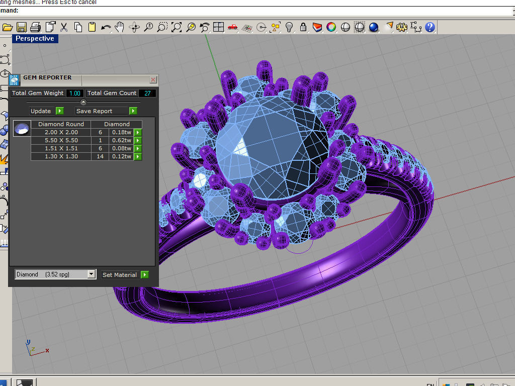 sy018 diamond halo engagement ring 3D print model_4