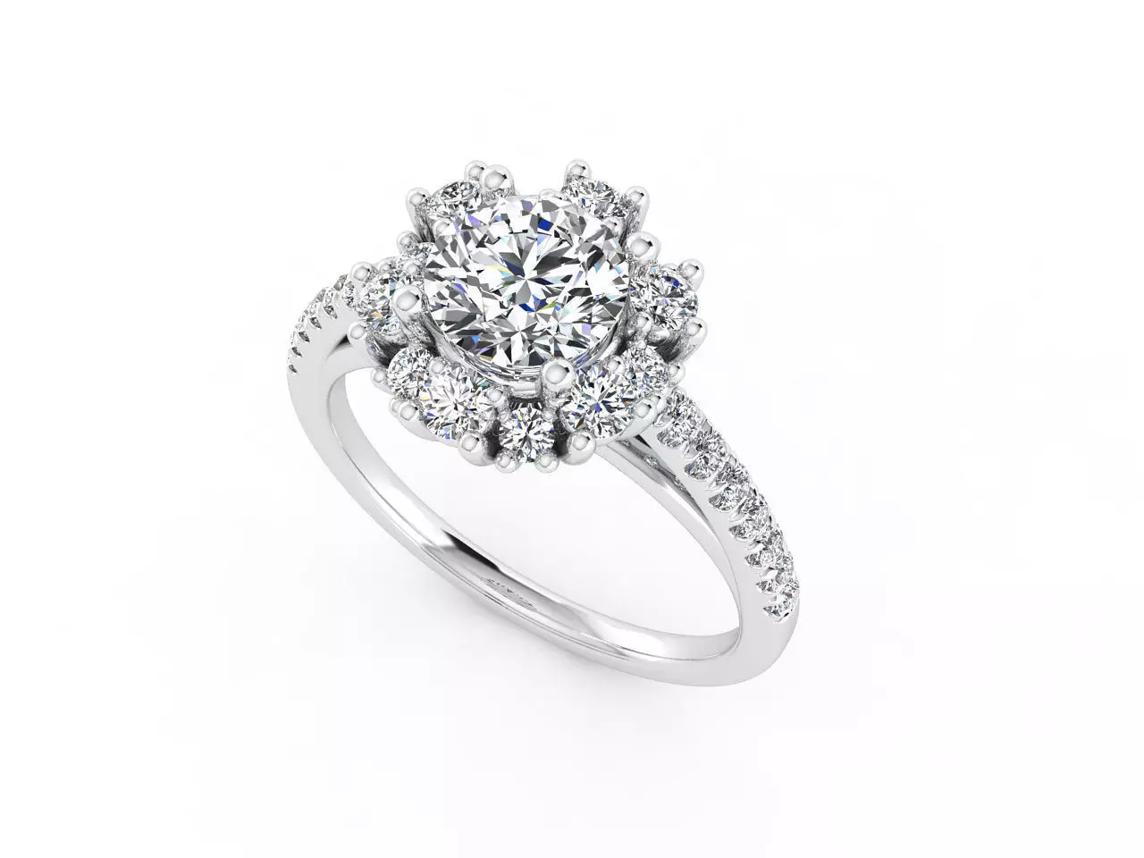 sy018 diamond halo engagement ring 3D print model_0