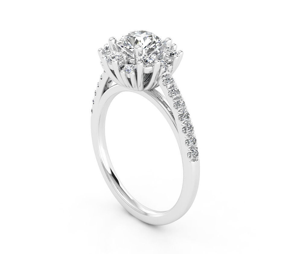 sy018 diamond halo engagement ring 3D print model_1