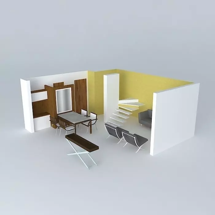 lorenaorkut office space with wall Free 3D model_0