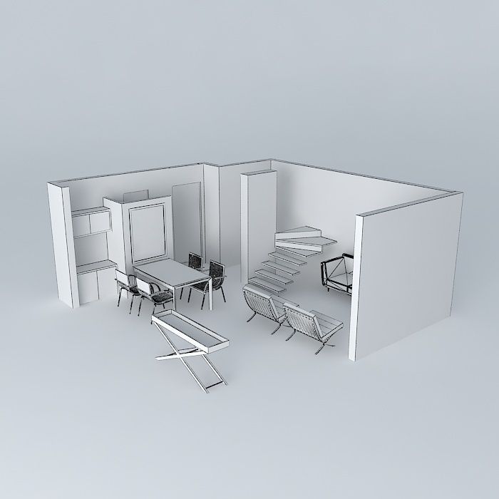 lorenaorkut office space with wall Free 3D model_3