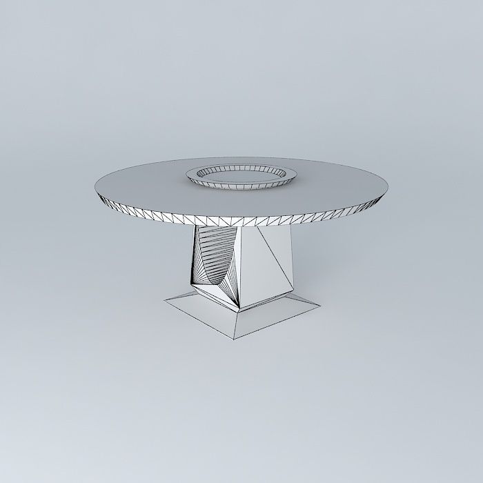 Round Breakfast Table 3D model_3
