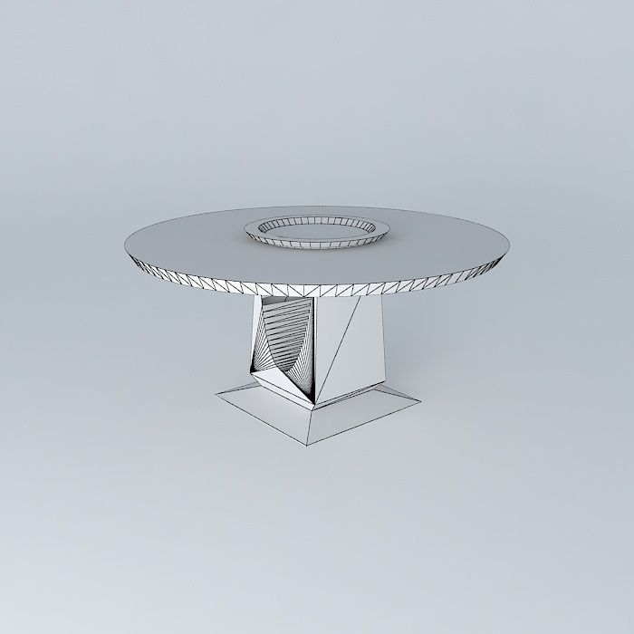Round Breakfast Table 3D model_4
