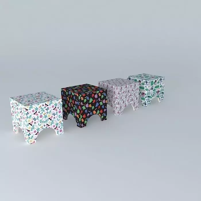 kids stool carton, cardboard child seats Free 3D model