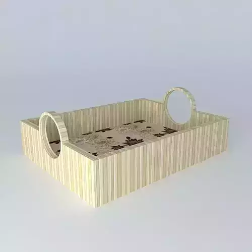 tray tray wooden with handle Free 3D model