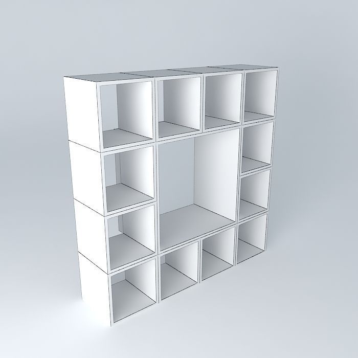 tv rack bookshelf rack estante Free 3D model_4