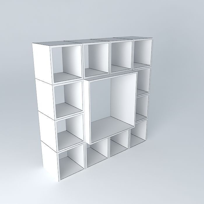 tv rack bookshelf rack estante Free 3D model_3