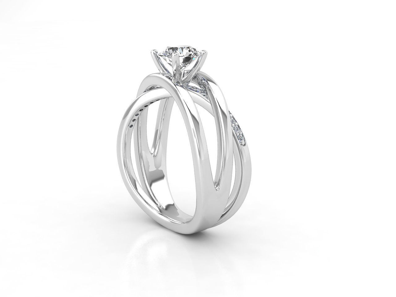 sy027 diamond engagement ring set gold 3D print model_1