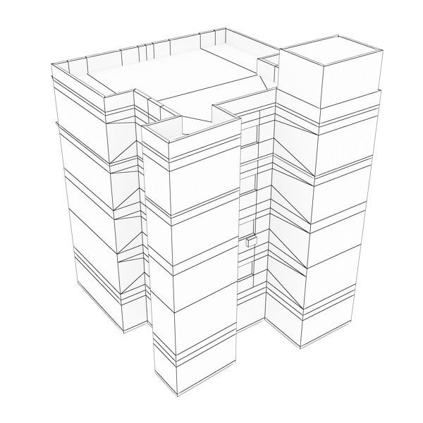 Building apartment in barcelona Low-poly 3D model_13