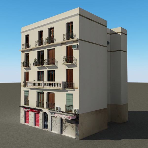 Building apartment in barcelona Low-poly 3D model_1