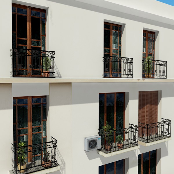 Building apartment in barcelona Low-poly 3D model_6