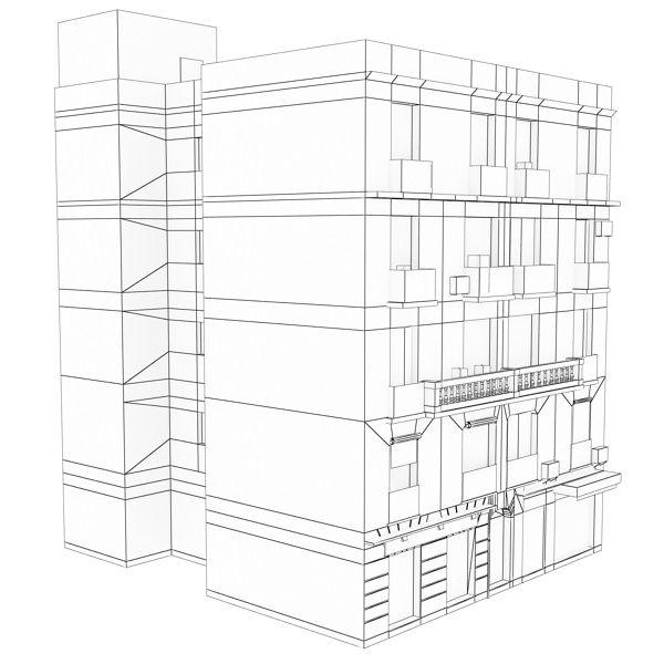 Building apartment in barcelona Low-poly 3D model_12