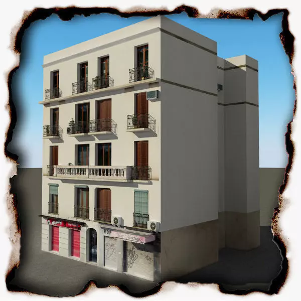 Building apartment in barcelona Low-poly 3D model_0